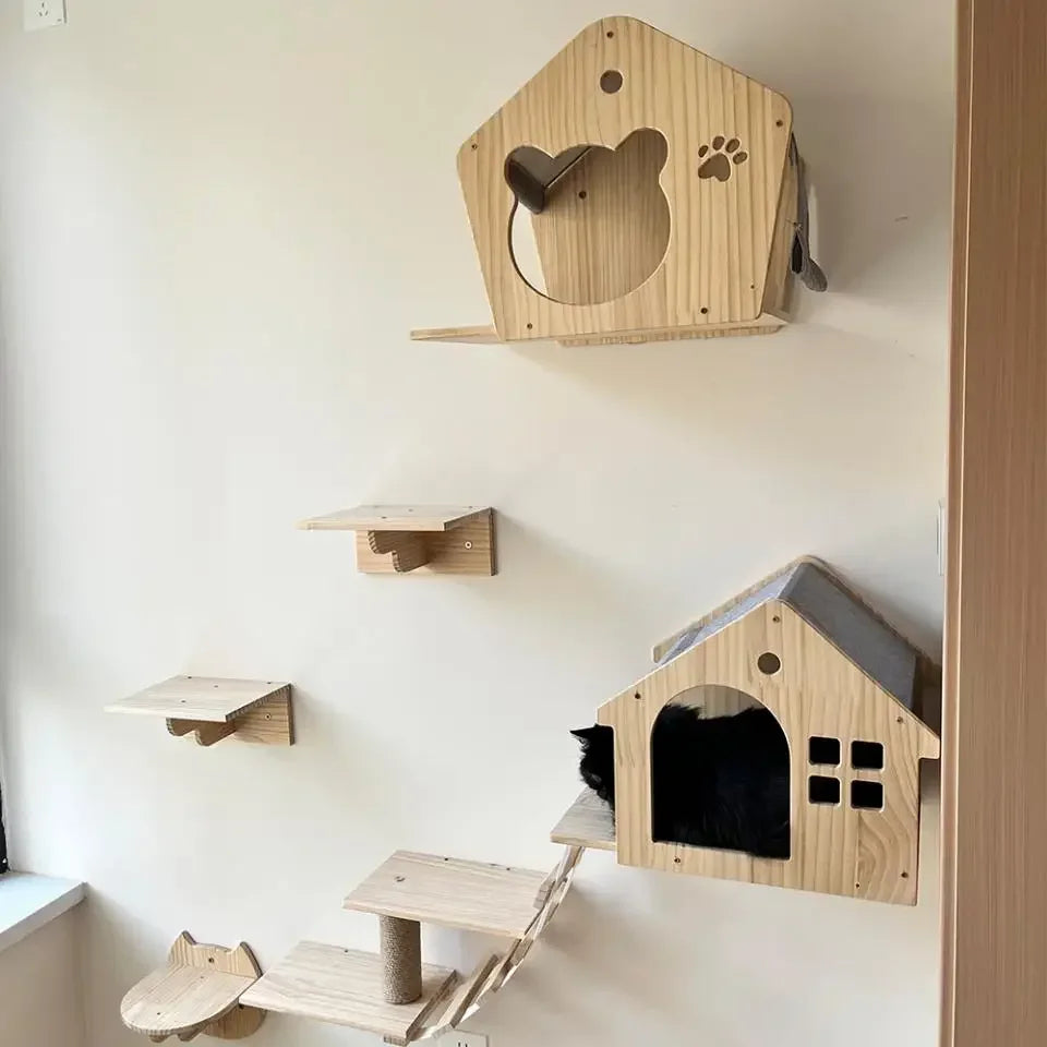 Parcours Mural pour Chat en Bois - Ronronclub